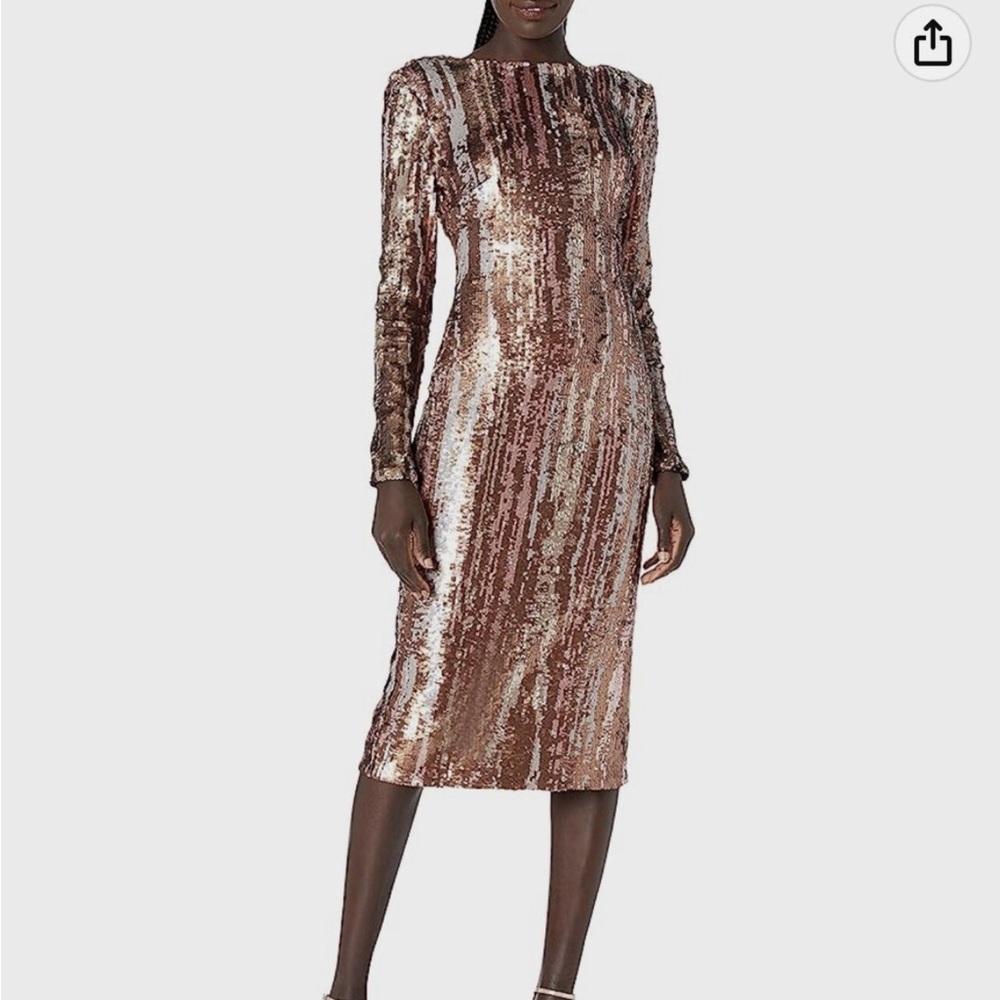 Dress The Population Emery Brushstroke Multi Sequin Midi Dress